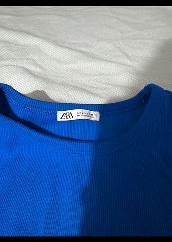 Zara ZARA Kolsuz Mavi Midi Elbise Cut out model