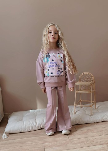 7 Yaş Beden Kızlar için Pembe Tie-Dye Sweatshirt ve Pantolon