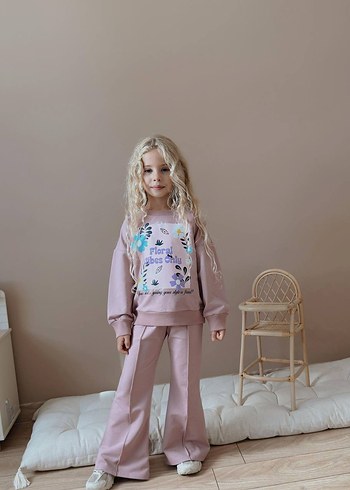 Kızlar için Pembe Tie-Dye Sweatshirt ve Pantolon