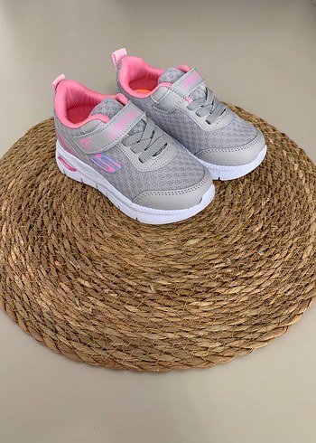 Kız Çocuk Gri-Pembe Sneaker Velcro Bantlı - Görsel 2