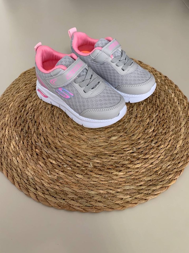 Kız Çocuk Gri-Pembe Sneaker Velcro Bantlı - Görsel 2