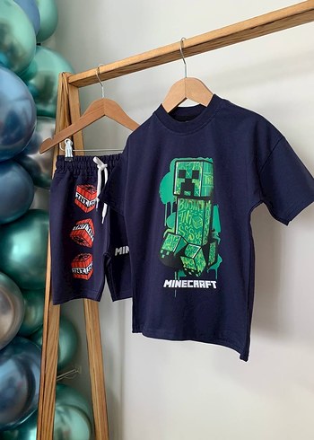Erkek Çocuk Lacivert Minecraft Baskılı Tişört - Görsel 3