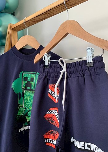 Erkek Çocuk Lacivert Minecraft Baskılı Tişört - Görsel 4
