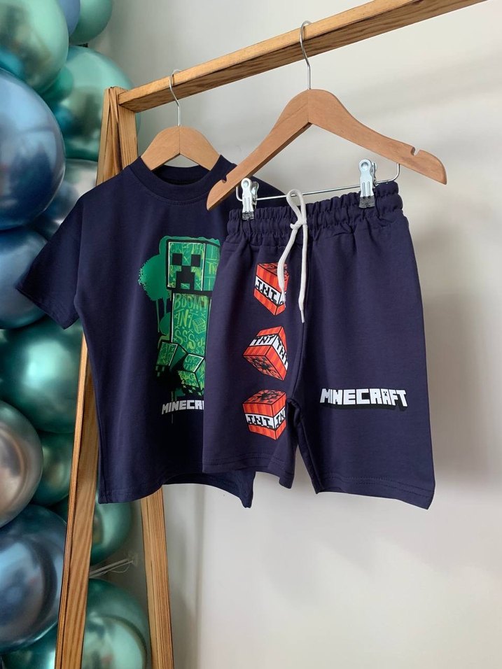 Erkek Çocuk Lacivert Minecraft Baskılı Tişört - Görsel 2