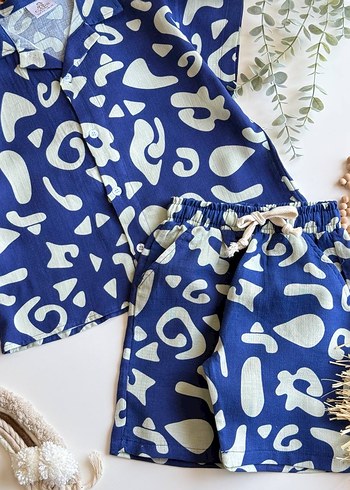 Erkek Çocuk Mavi Batik Desenli Kısa Kollu Takım - Görsel 4