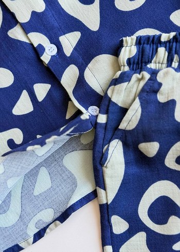 Erkek Çocuk Mavi Batik Desenli Kısa Kollu Takım - Görsel 5