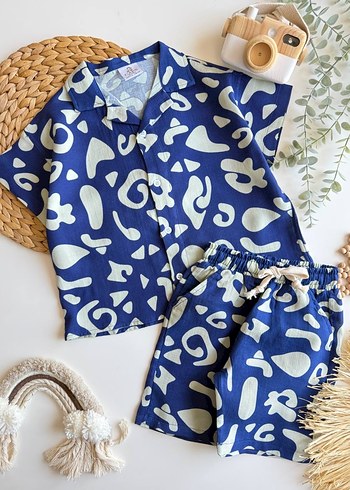 Erkek Çocuk Mavi Batik Desenli Kısa Kollu Takım - Görsel 3