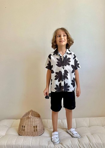 Erkek Çocuk Siyah Batik Pamuk Şort - Görsel 2