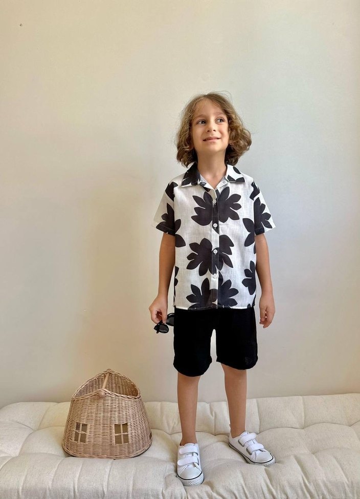 Erkek Çocuk Siyah Batik Pamuk Şort - Görsel 2