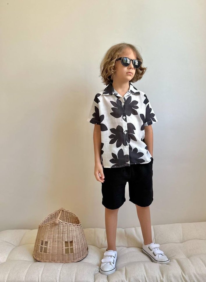 Erkek Çocuk Siyah Batik Pamuk Şort - Görsel 3