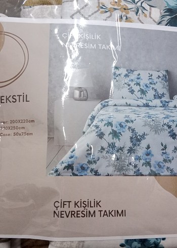 mavi Çiçek Desenli Çift Kişilik Nevresim Takımı - Görsel 3