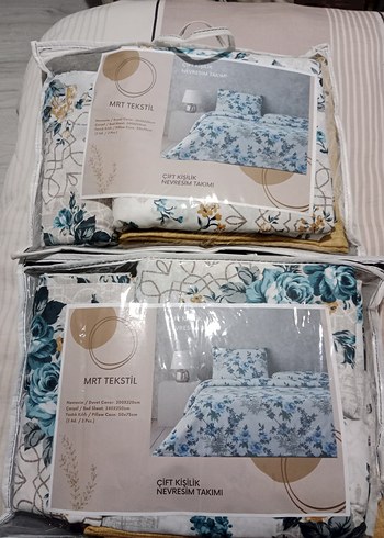 mavi Çiçek Desenli Çift Kişilik Nevresim Takımı - Görsel 4