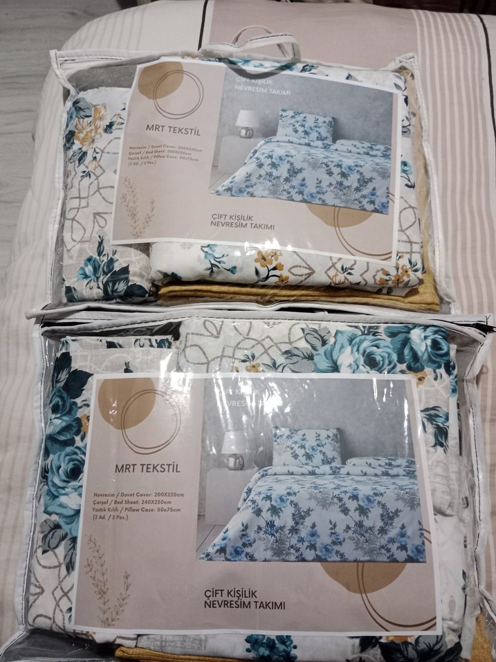 mavi Çiçek Desenli Çift Kişilik Nevresim Takımı - Görsel 4