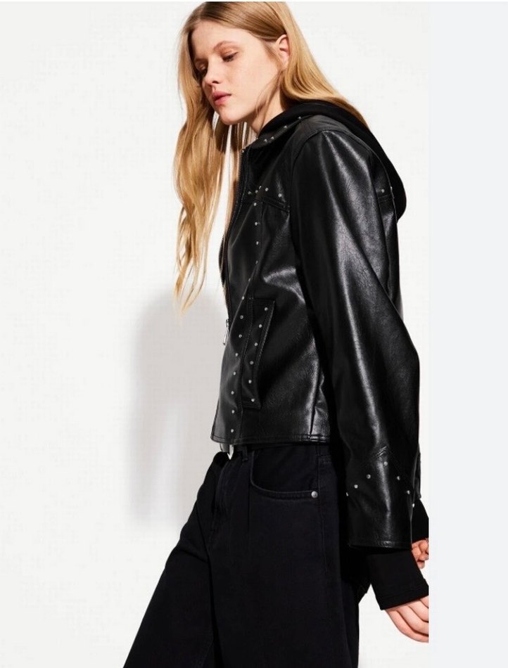 Bershka zımbalı deri ceket - Görsel 2