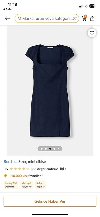 xs Beden Bershka lacivert çizgili mini elbise