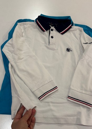 11-12 Yaş Beden Uzun Kollu Polo Yaka Çocuk Tişört