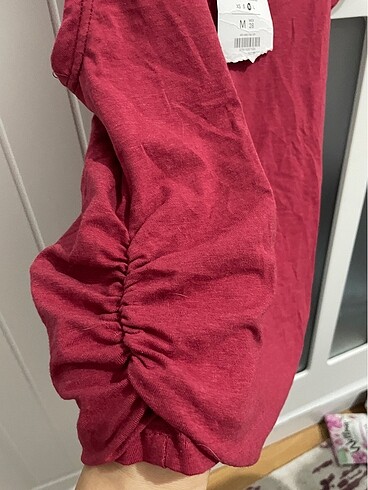 m Beden bordo Renk Bershka büzgülü crop