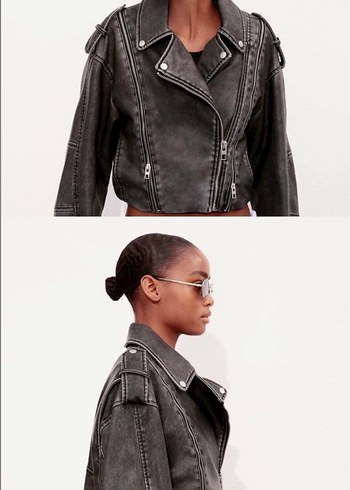 m Beden siyah Renk Siyah Zara Deri Biker Ceket
