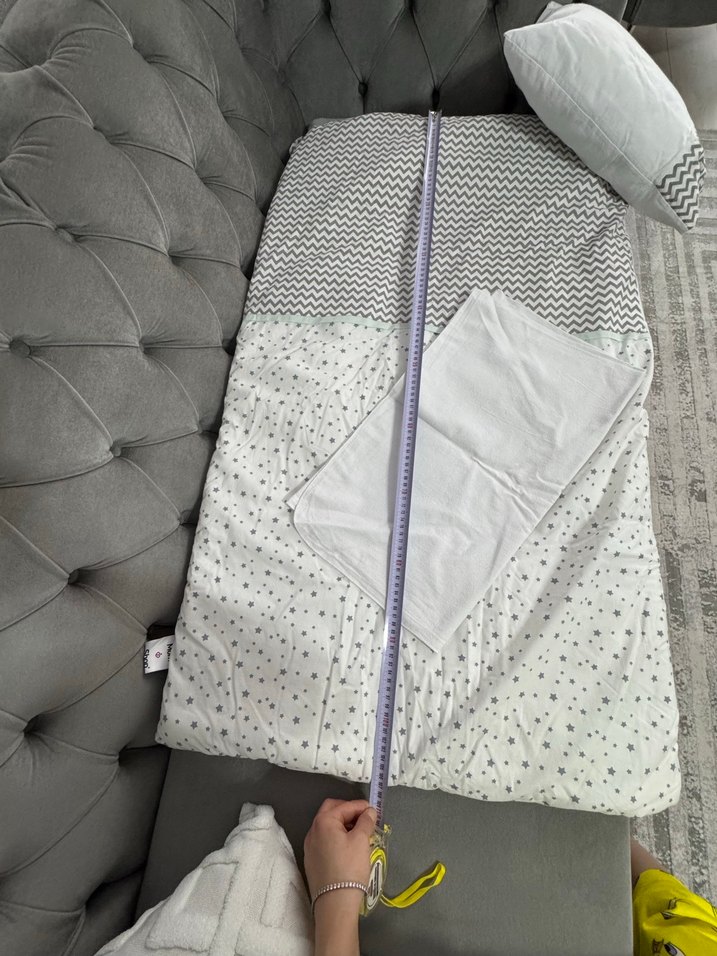 Gri Nakışlı Keten Bebek uyku seti - Görsel 3