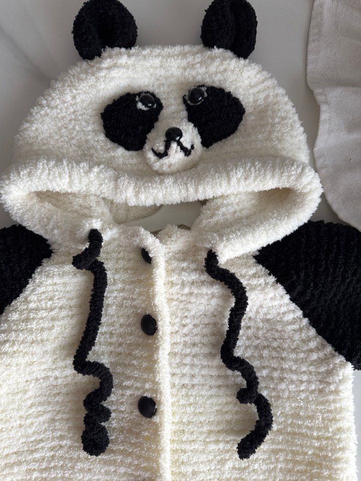 Erkek Bebek Örgü Panda Tulum - Görsel 3