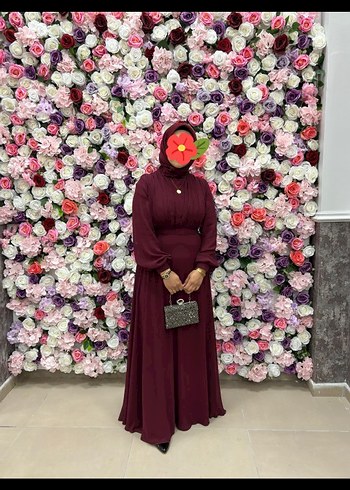 Bordo Uzun Kollu Bohem Uzun Abiye