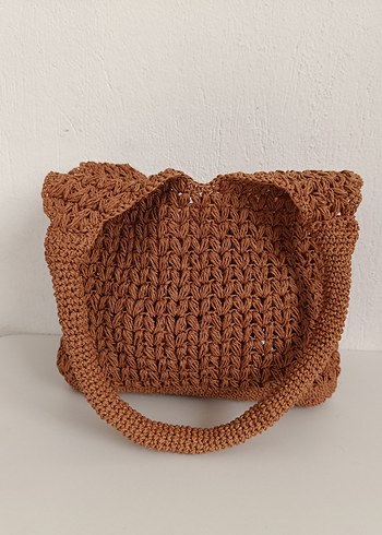 Örgü Bohem Kadın Çanta - Kahverengi - Görsel 3