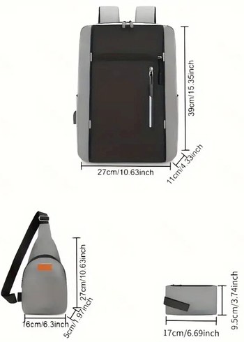 Siyah Kemerli Erkek Sırt Çantası Seti 3 adet ürün - Görsel 4