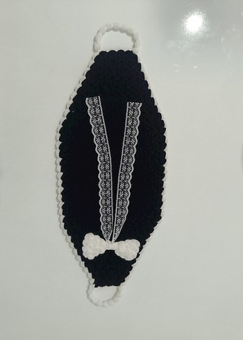 Gotik Tarzda El Yapımı Lif Siyah Beyaz Set - Görsel 5