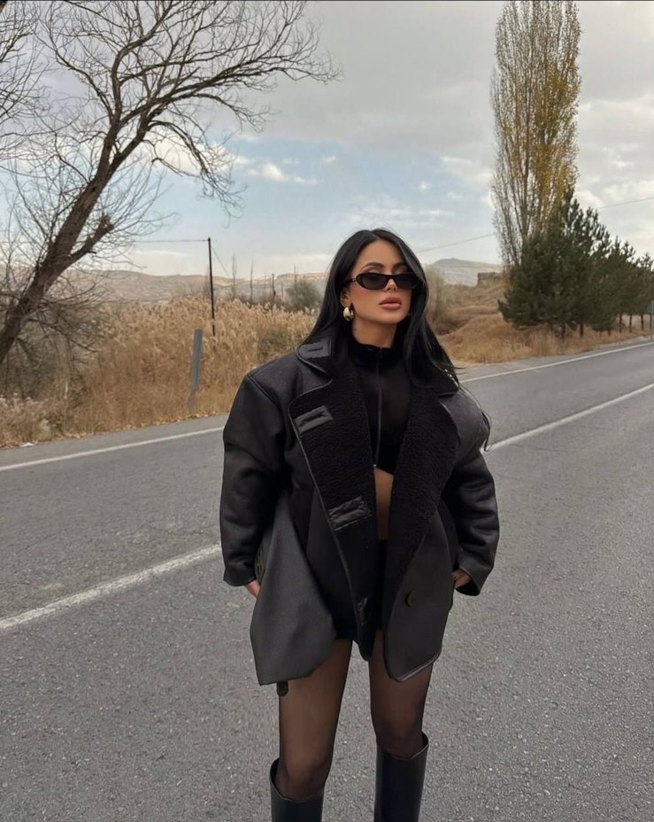 Siyah Kürklü Deri Mini Ceket - Görsel 2