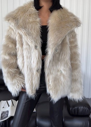 Kadın Beyaz Kürk Detaylı Deri Mont - Görsel 5