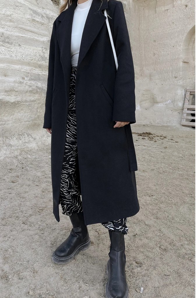 Siyah Uzun Klasik Kaban - Görsel 2