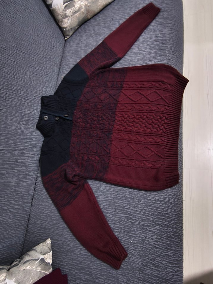 Bordo Siyah  Erkek Kazak - Görsel 4