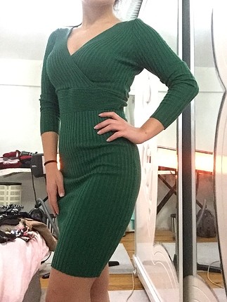 s Beden Yeşil Kışlık Elbise