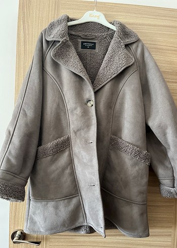 Düğmeli Bej Süet Midi Kadın Ceket - Görsel 6