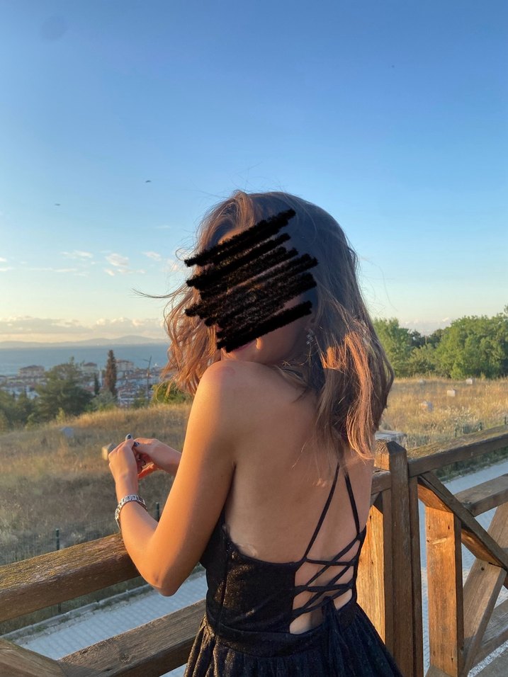 Siyah Bağlamalı Mini Bohem Elbise - Görsel 3