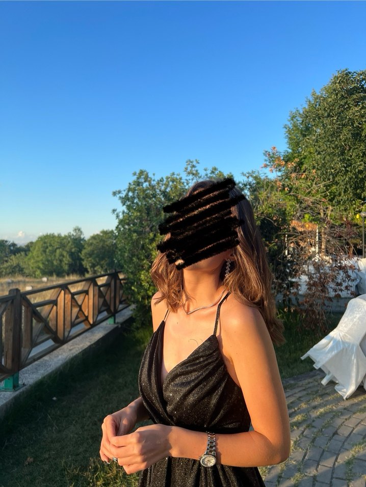 Siyah Bağlamalı Mini Bohem Elbise - Görsel 2