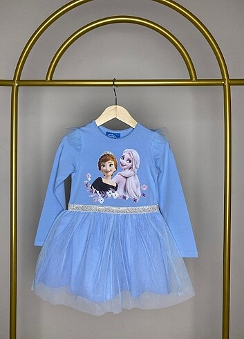 Disney Elsa elbise Pamuk penye kumaş, etek kısmı tütülü, kar