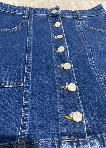 Trendyol & Milla Düğmeli Mavi Denim Mini Etek