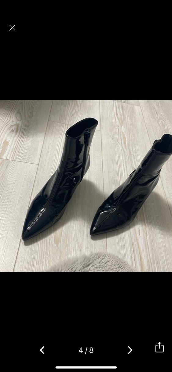 Siyah Parlak Yılan Desenli İnce Topuklu Bot - Görsel 3