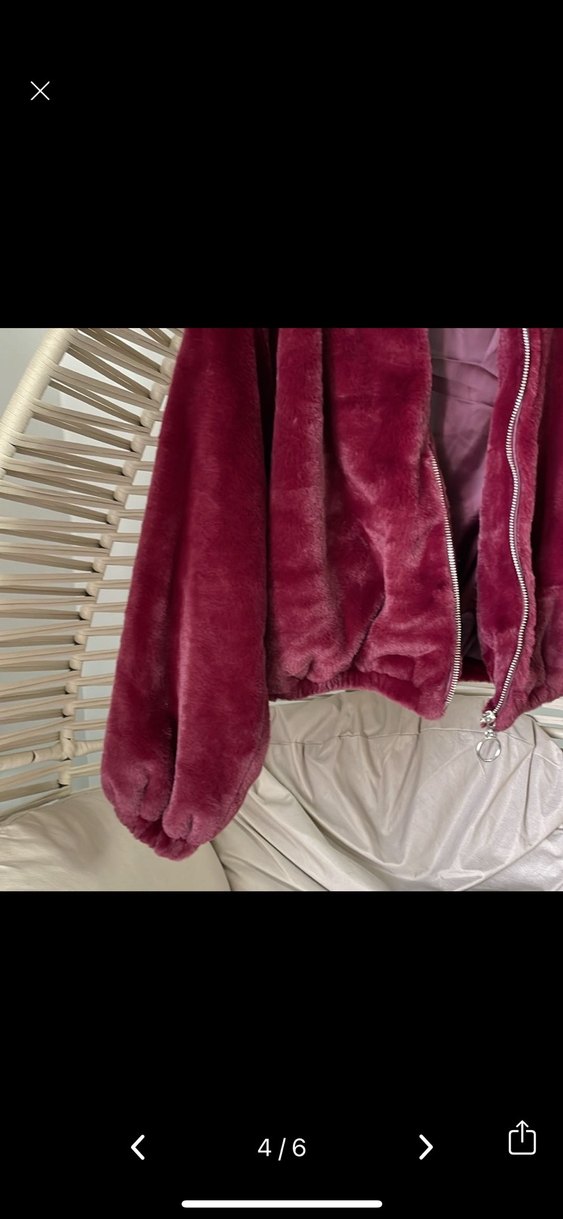 Bordo Kadın Kürklü Midi Ceket - Görsel 2