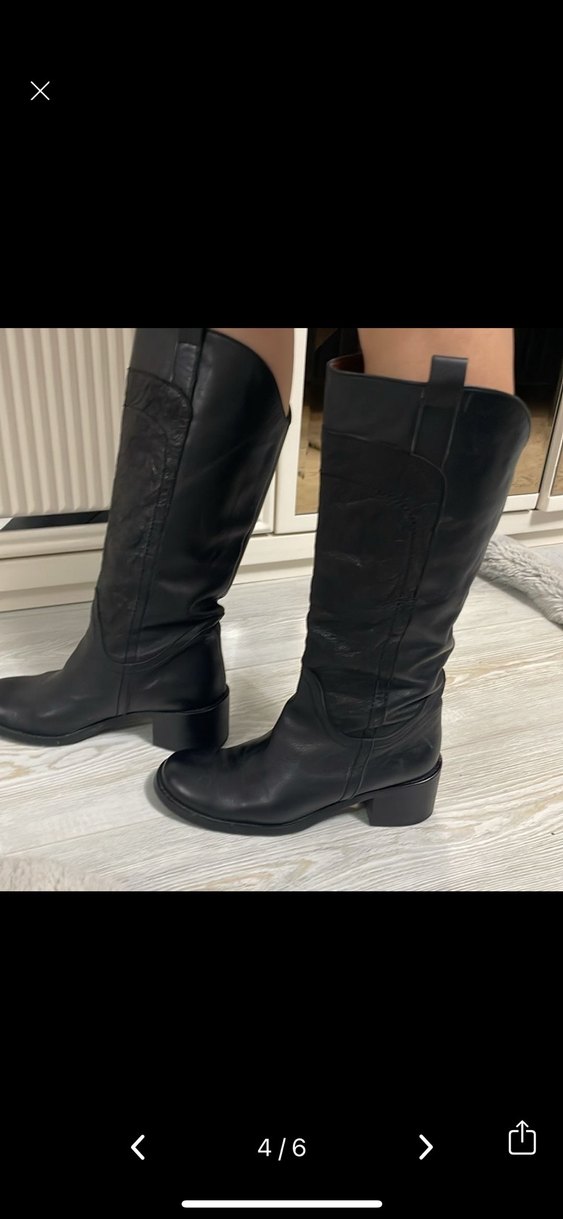 Tokalı Siyah Deri Dizüstü Bot - Görsel 2