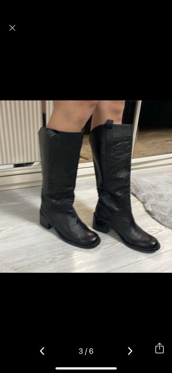 Tokalı Siyah Deri Dizüstü Bot - Görsel 3