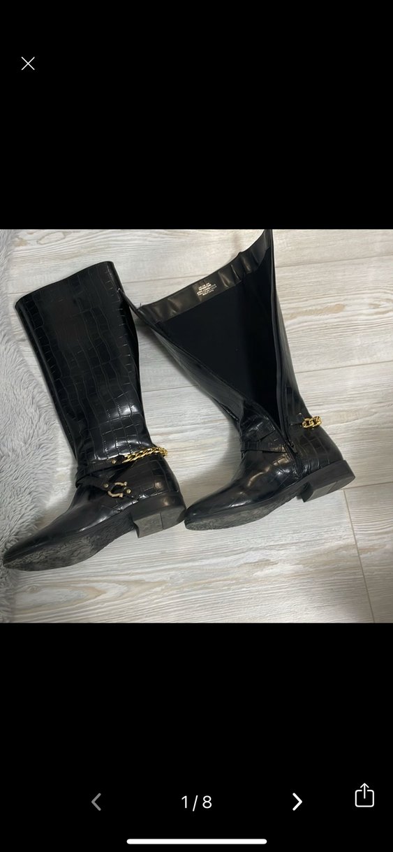 Kadın Parlak Siyah Deri Dizüstü Botlar - Görsel 3