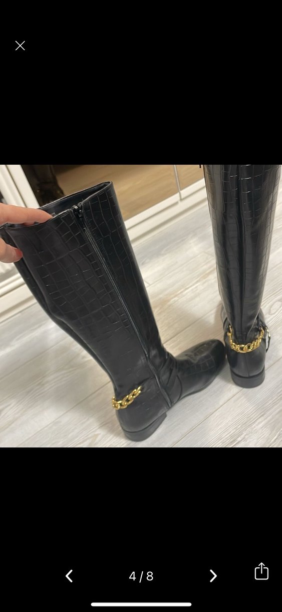 Kadın Parlak Siyah Deri Dizüstü Botlar - Görsel 2