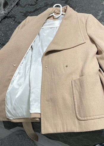 Bej Kuşaklı Kadın Kaban - Görsel 7