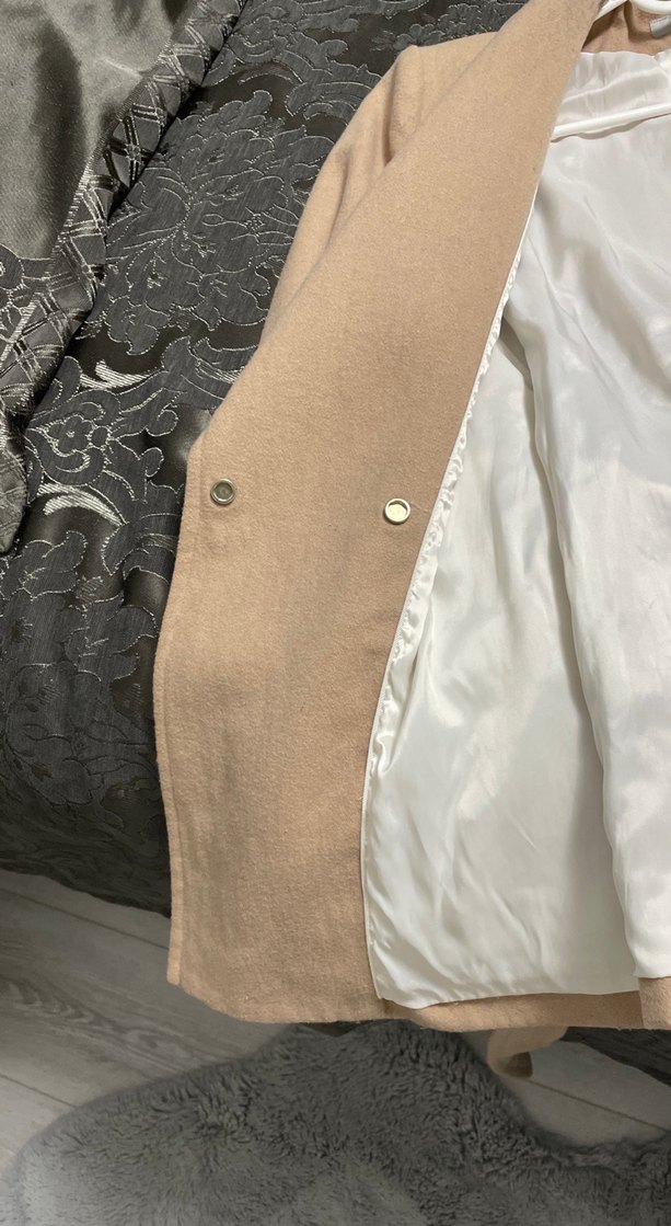 Bej Kuşaklı Kadın Kaban - Görsel 5