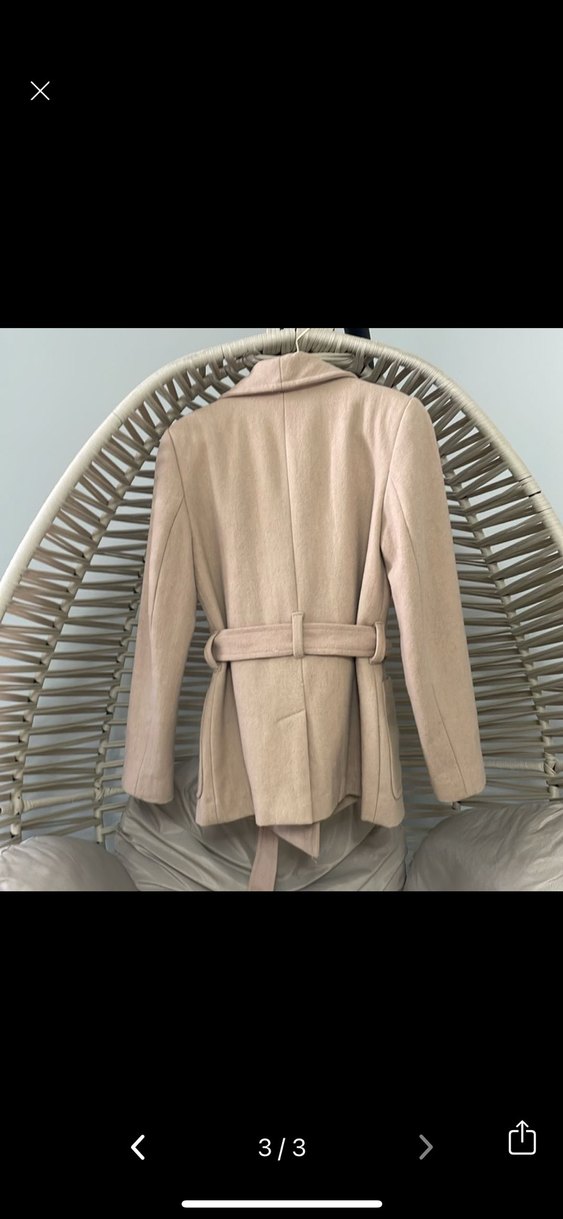 Bej Kuşaklı Kadın Kaban - Görsel 2