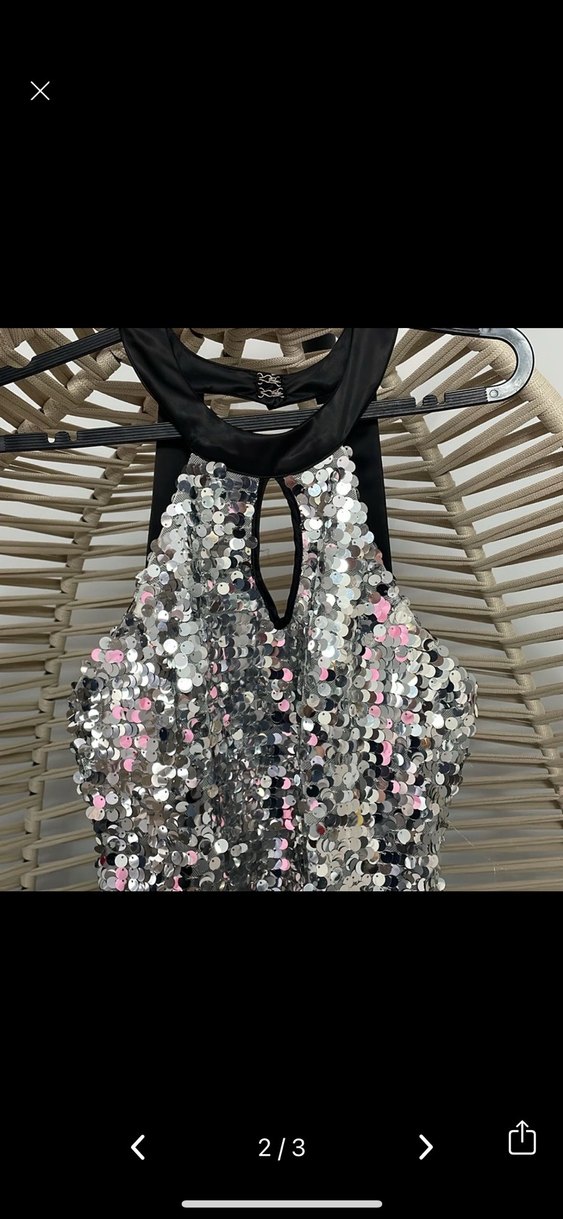 Sırt Detaylı Mini Parlak Abiye Elbise - Görsel 2