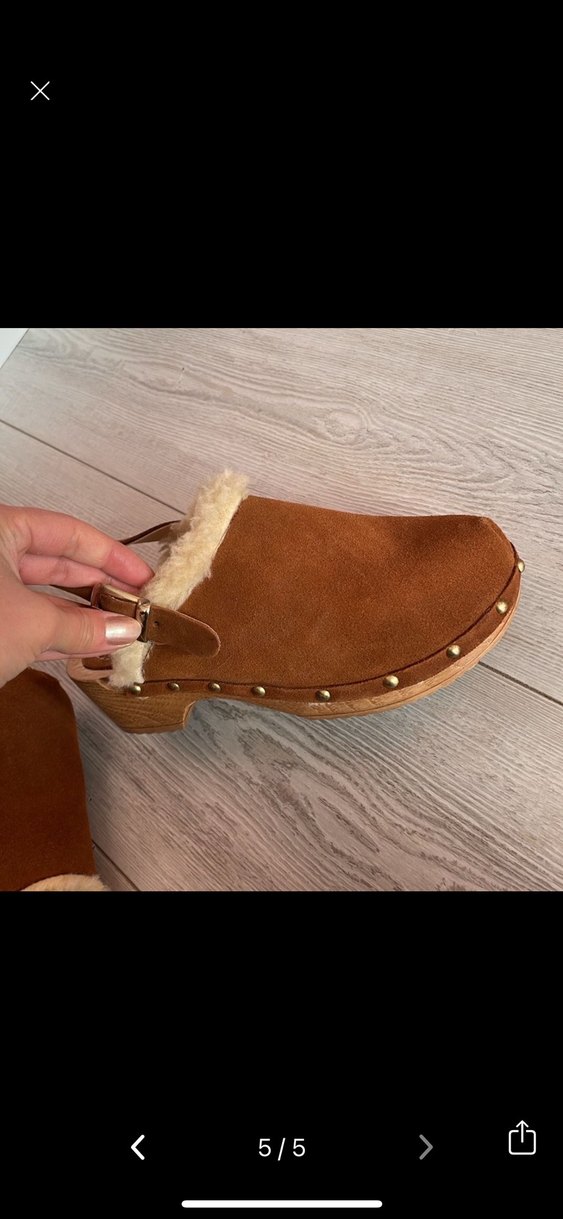 Kahverengi süet tokalı kadın terlik - Görsel 2