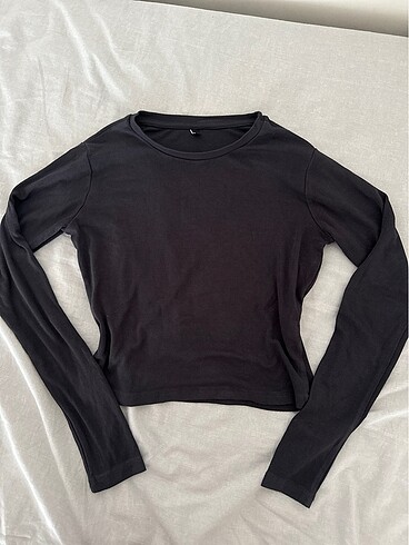 Gri antrasit renkli crop bluz